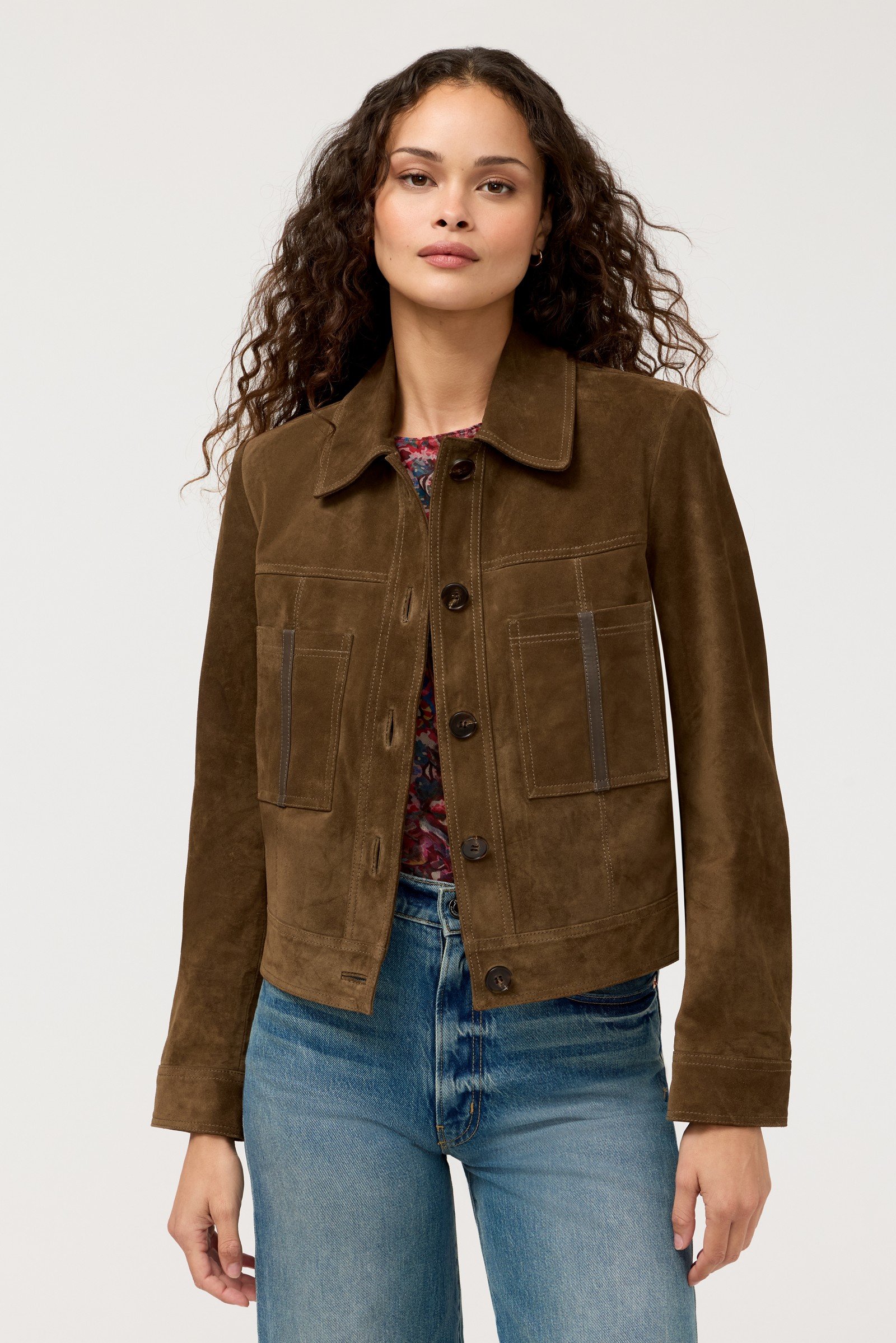 PATCH POCKET SUEDE CROPPED JACKET