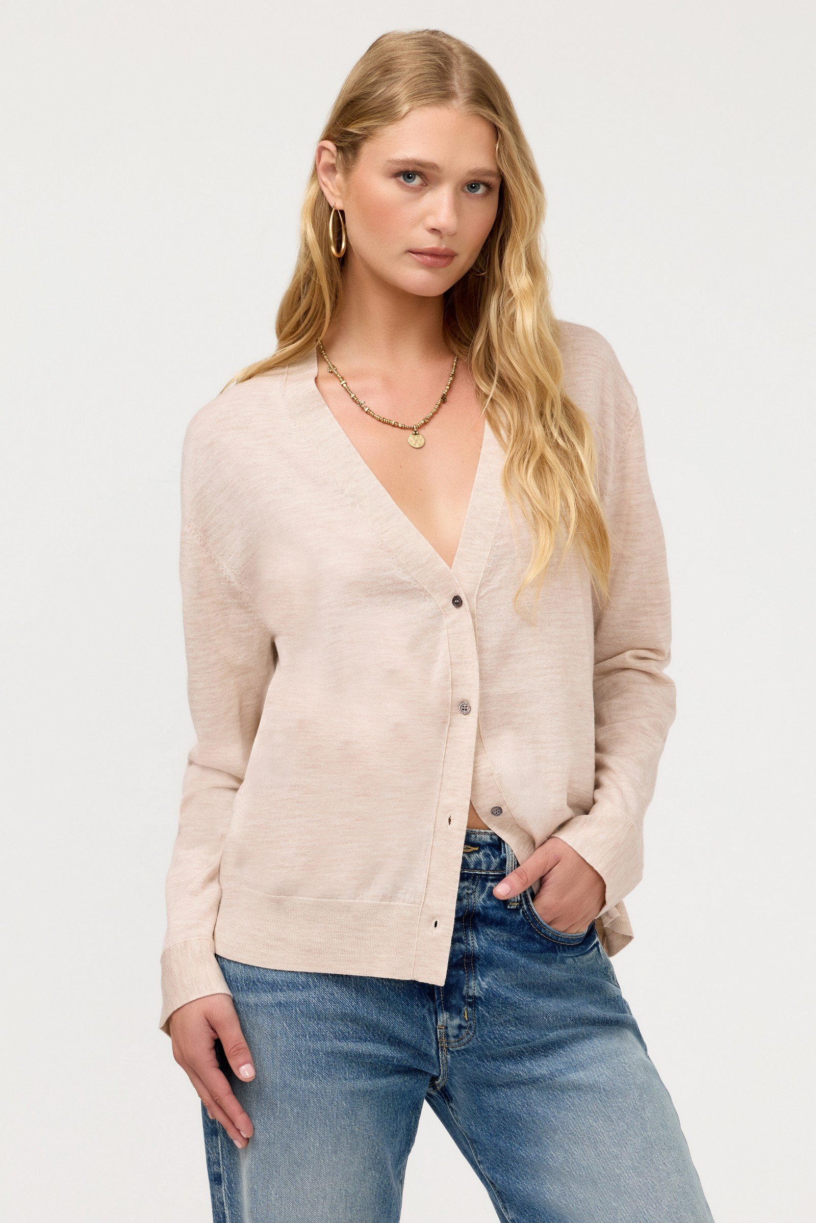 THE PRINTED KNIT V-NECK CARDIGAN