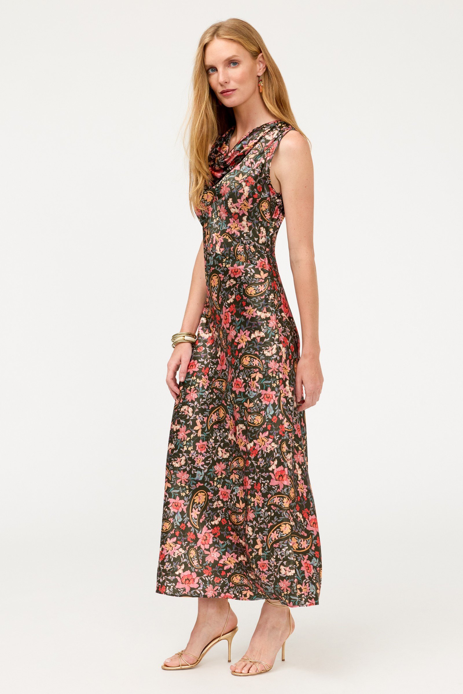 LORENTH BIAS TEA LENGTH DRESS