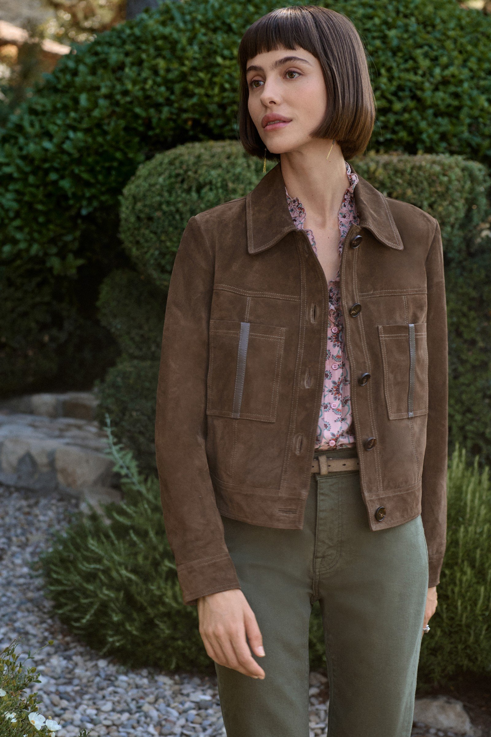 PATCH POCKET SUEDE CROPPED JACKET