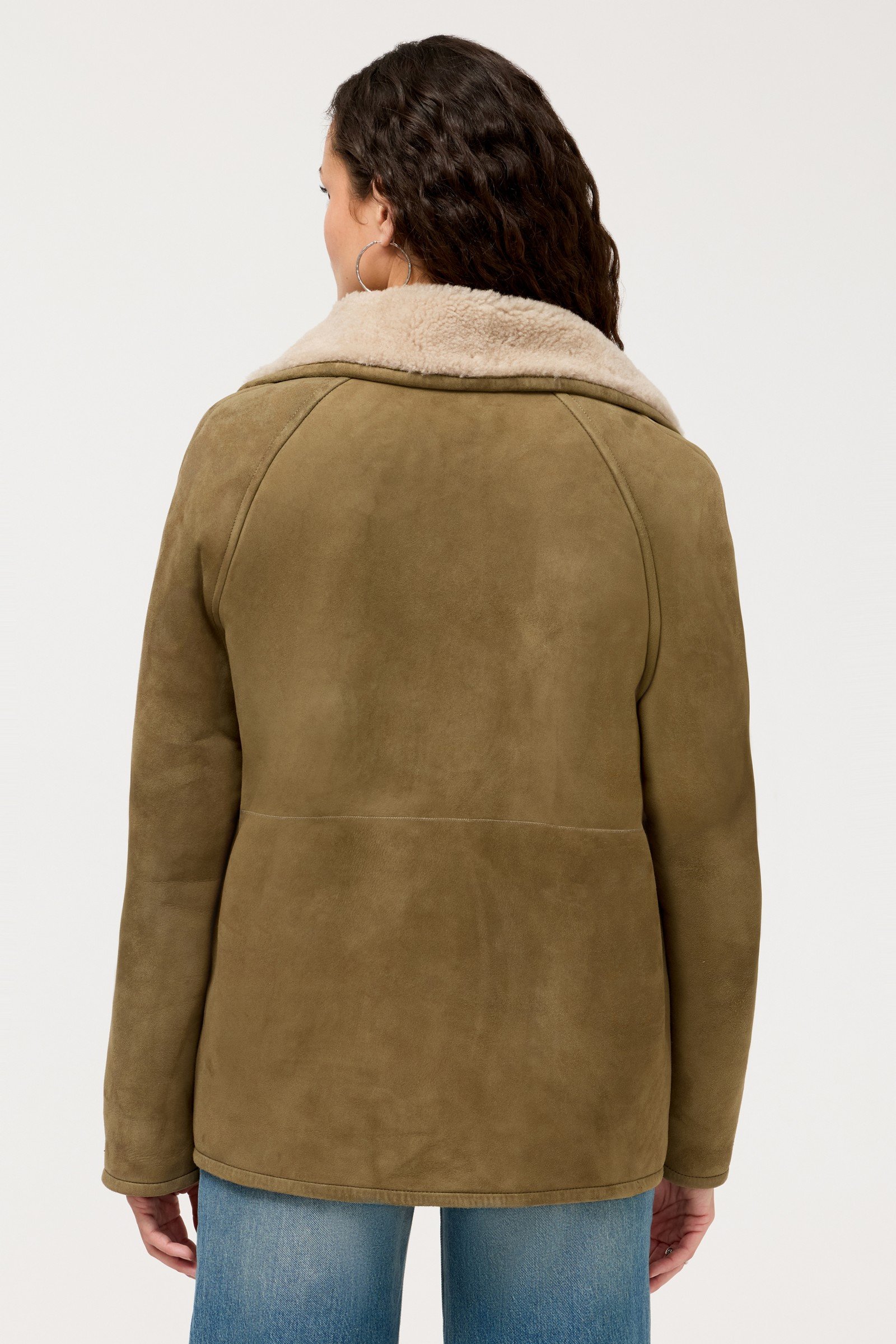 SHAWL COLLAR SHEARLING LINED SUEDE COAT