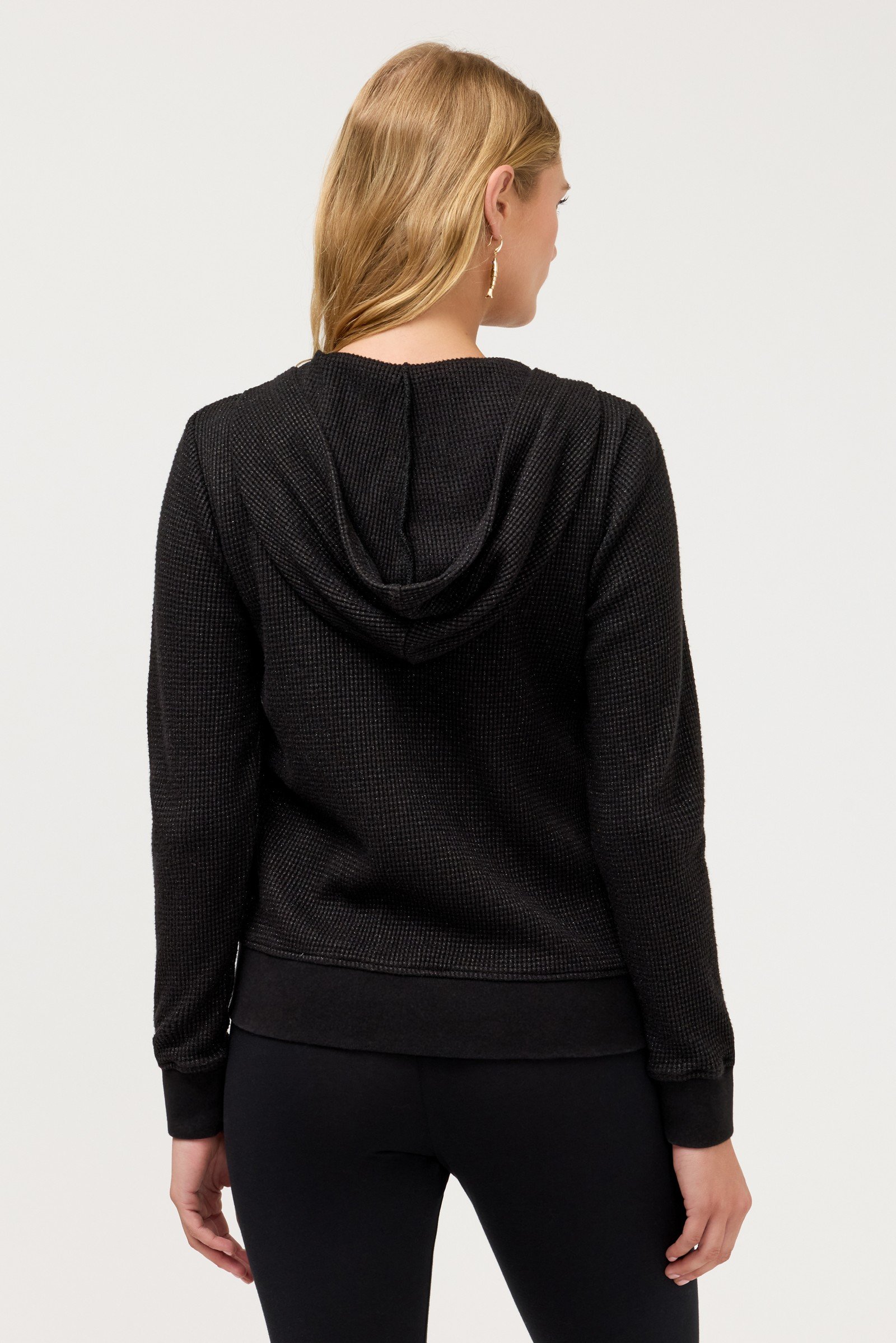 METALLIC THERMAL ZIP UP HOODIE