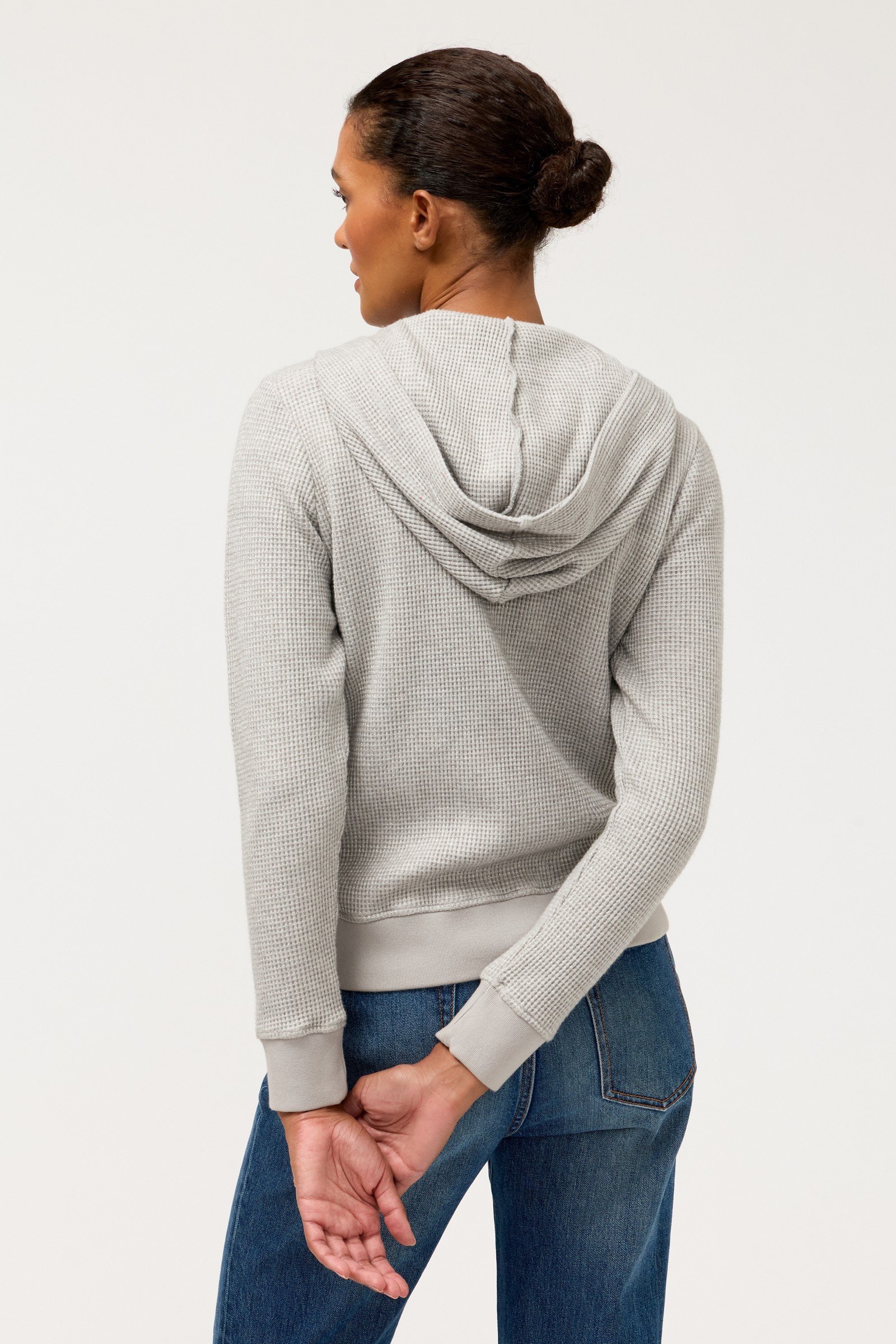 METALLIC THERMAL ZIP UP HOODIE