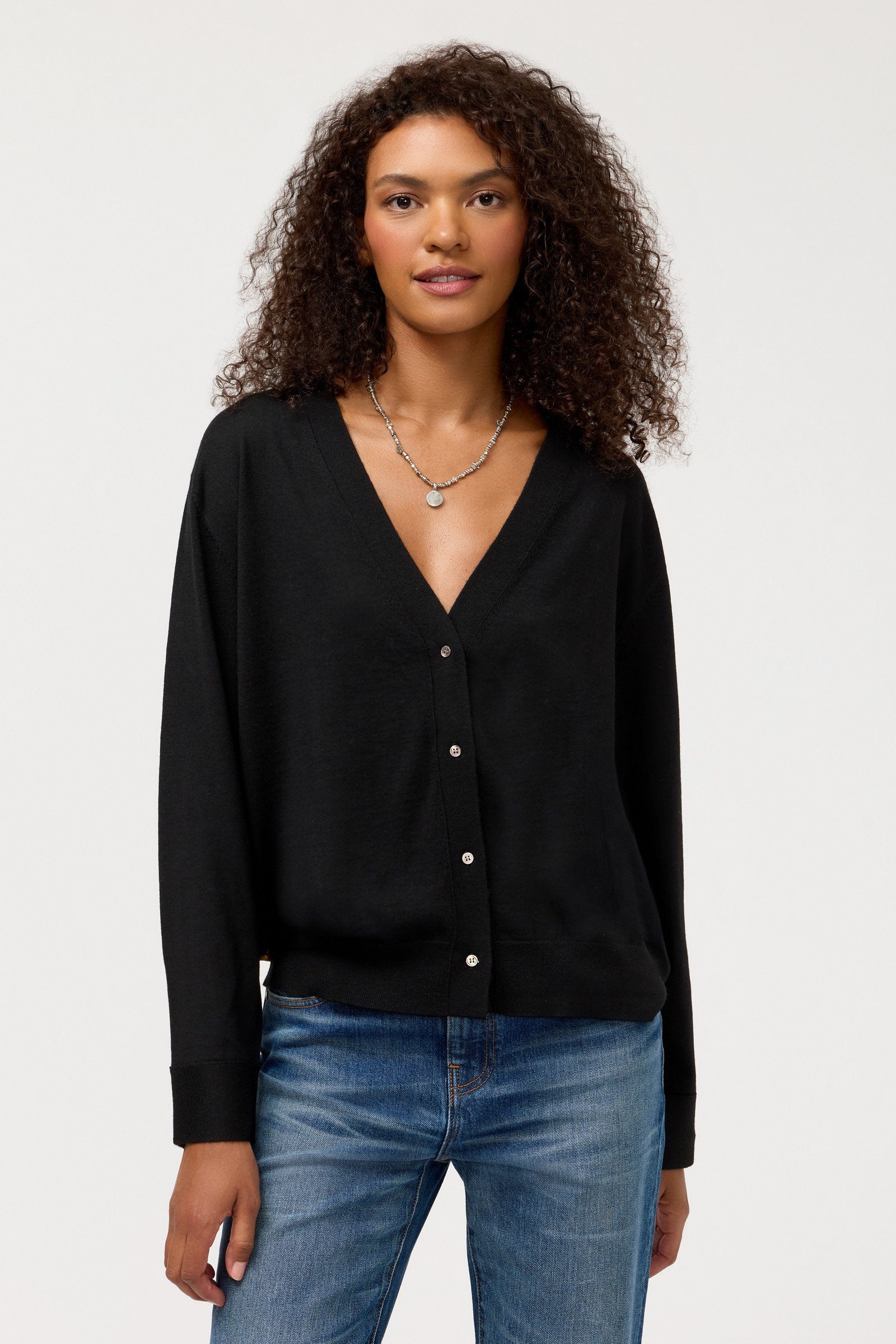 THE PRINTED KNIT V-NECK CARDIGAN