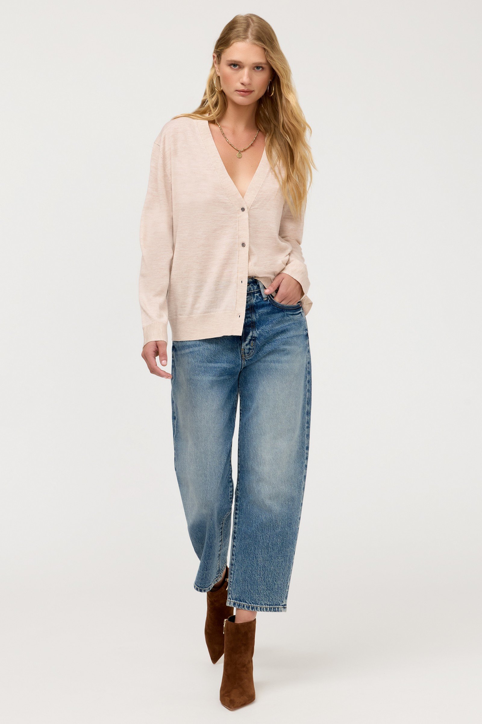 THE PRINTED KNIT V-NECK CARDIGAN