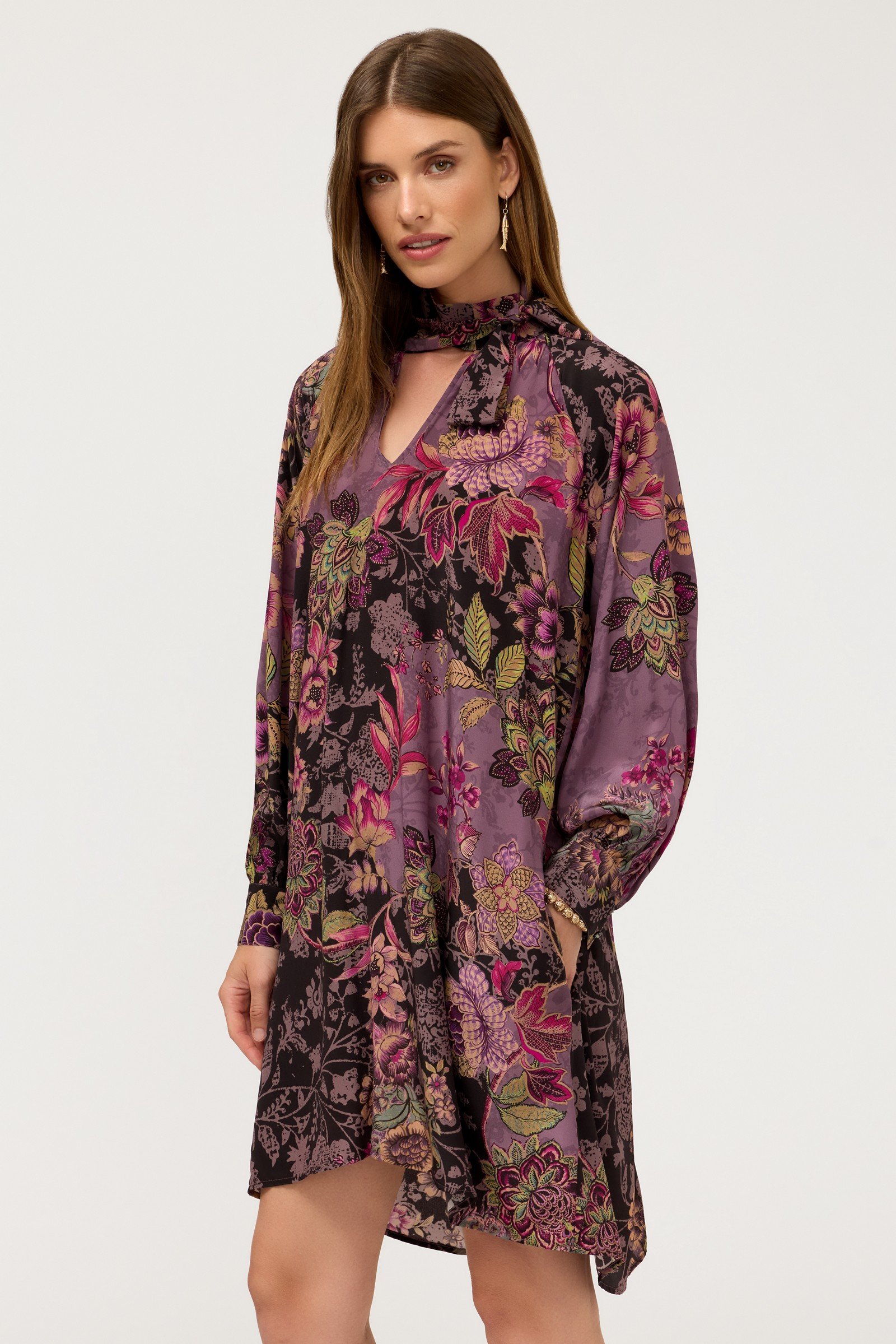 MAGALY TIE NECK MINI DRESS