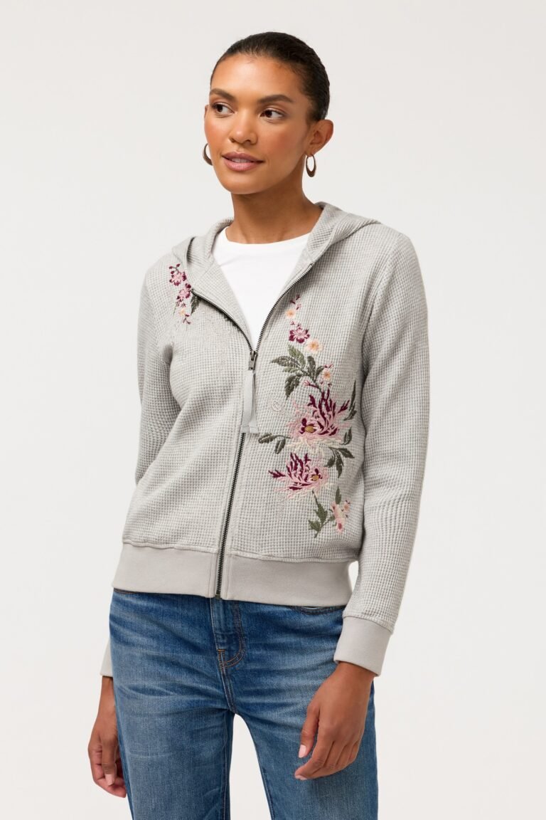 METALLIC THERMAL ZIP UP HOODIE